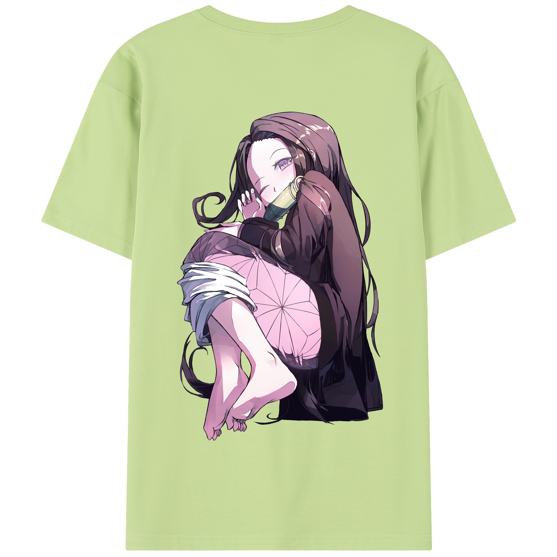 （画像用） 鬼滅の刃（きめつのやいば）竈門 禰󠄀豆子／かまど ねずこ Kamado Nezuko 綿100％半袖Tシャツ（背面プリント）